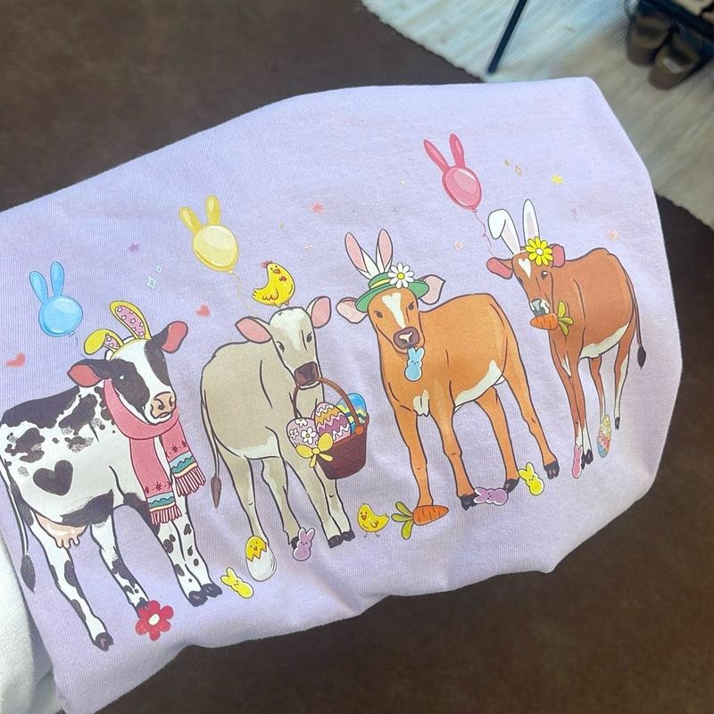 Easter cow crewneck, Western shirt, women's sweatshirt Hoodie | HypeCrazeTee.com