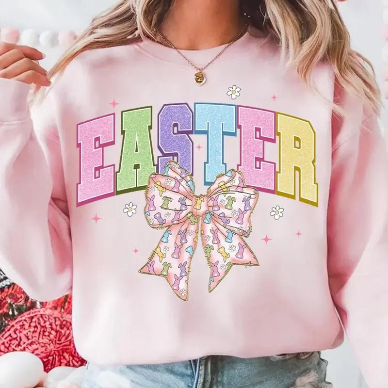 Easter words with Bow DTF Transfers - THIS IS NOT A SHIRT Hoodie, Sweatshirt | HypeCrazeTee.com