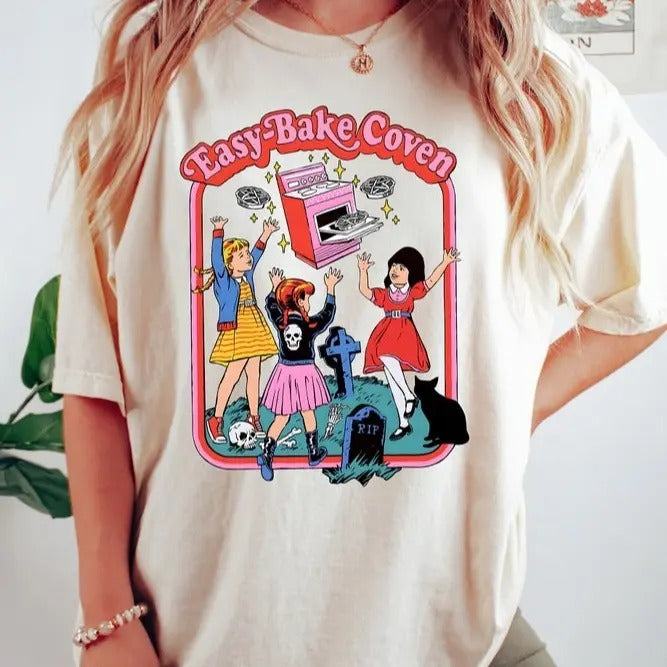 Easy Bake C0ven 90s H0rr0r Movie Fan Oversized Tshirt, Retro Halloween Cotton Streetwear Tshirt Women Hoodie, Sweatshirt