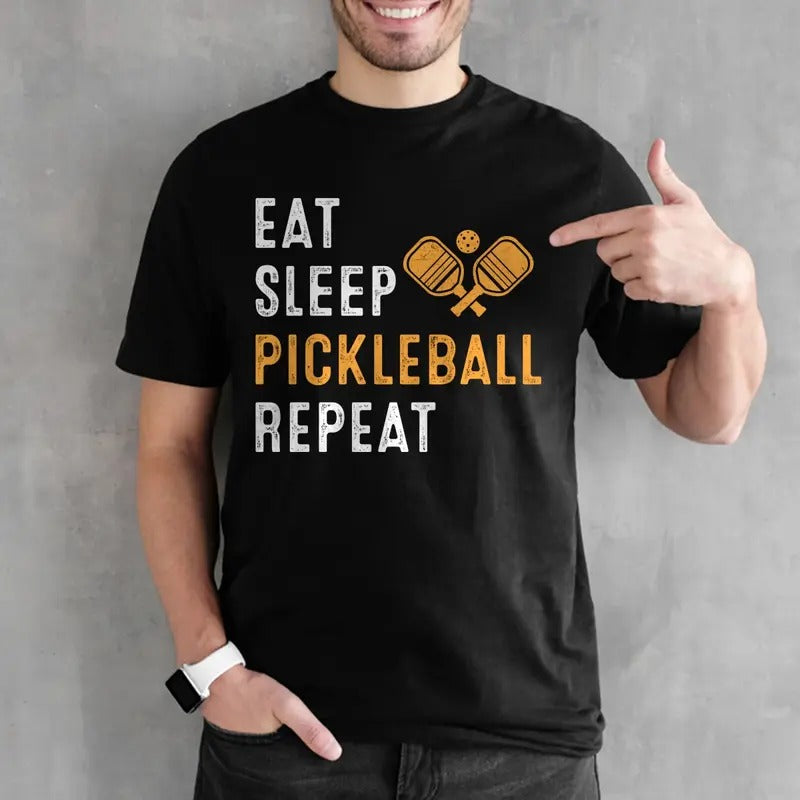 Eat Sleep Pickleball Repeat T Shirt Funny Pickle Ball Game Hoodie, Sweatshirt | HypeCrazeTee.com