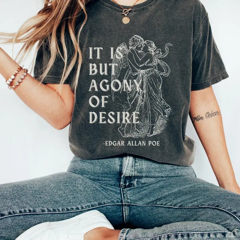 Edgar Allan Poe Dark Academia Shirt Grunge Angel Shirt Grunge Fairycore Edgar Allen Poe Bookish Shirt Y2k Shirt Dark...