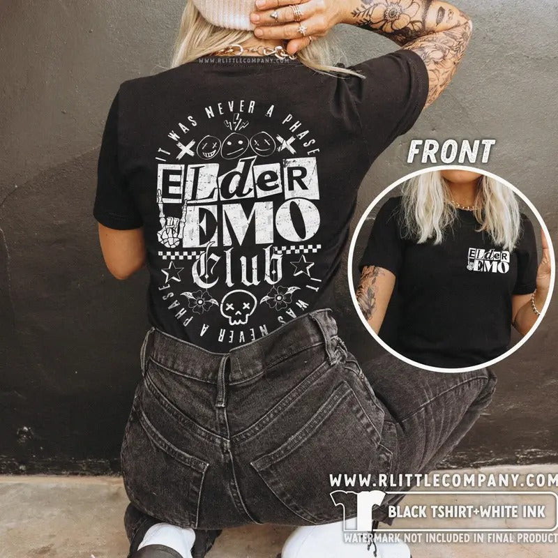 El.der Emo Club Unisex Tshirt / It Was Never a Phase Shirt Emo Gift Emo is Not Dead Emo Clothing Scene Shirt Alternative...