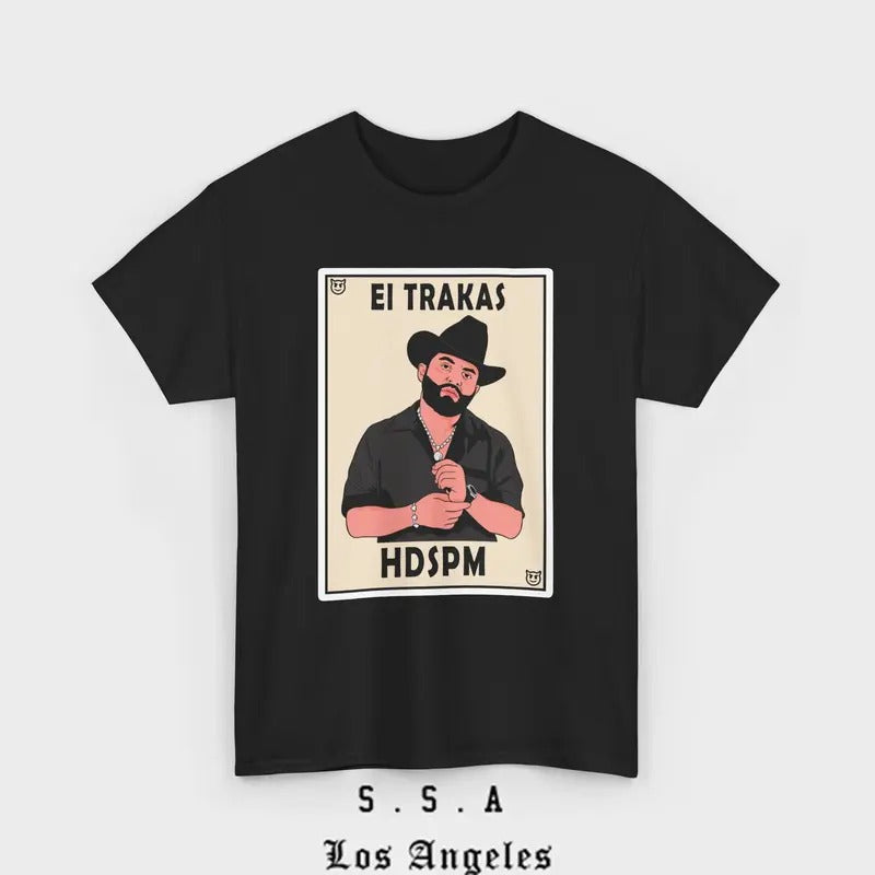 El Trakas Lotería Style T-Shirt HDSPM Tee Unisex Crew Neck Casual Streetwear Cultural Top Soft Fabric Hoodie, Sweatshirt