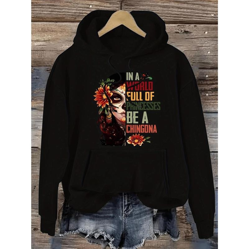 Elegant Floral Print Hooded Sweatshirt with Drawstrings Perfect for Casual Comfort in Seasonal Transitions T-Shirts, Hoodie