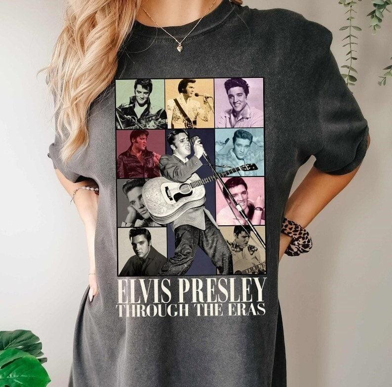 Elvis Presley Through The Eras Shirt, Elvis The Eras Tour, King Of Rock And Roll Hoodie, Sweatshirt | HypeCrazeTee.com