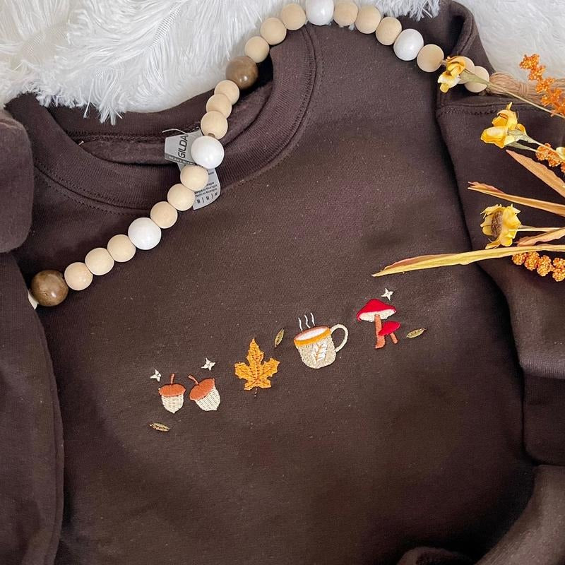 Embroidered Autumn Day Sweatshirt T-Shirts, Hoodie | HypeCrazeTee.com
