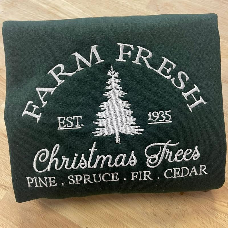 Embroidered Christmas tree sweatshirt T-Shirts, Hoodie | HypeCrazeTee.com