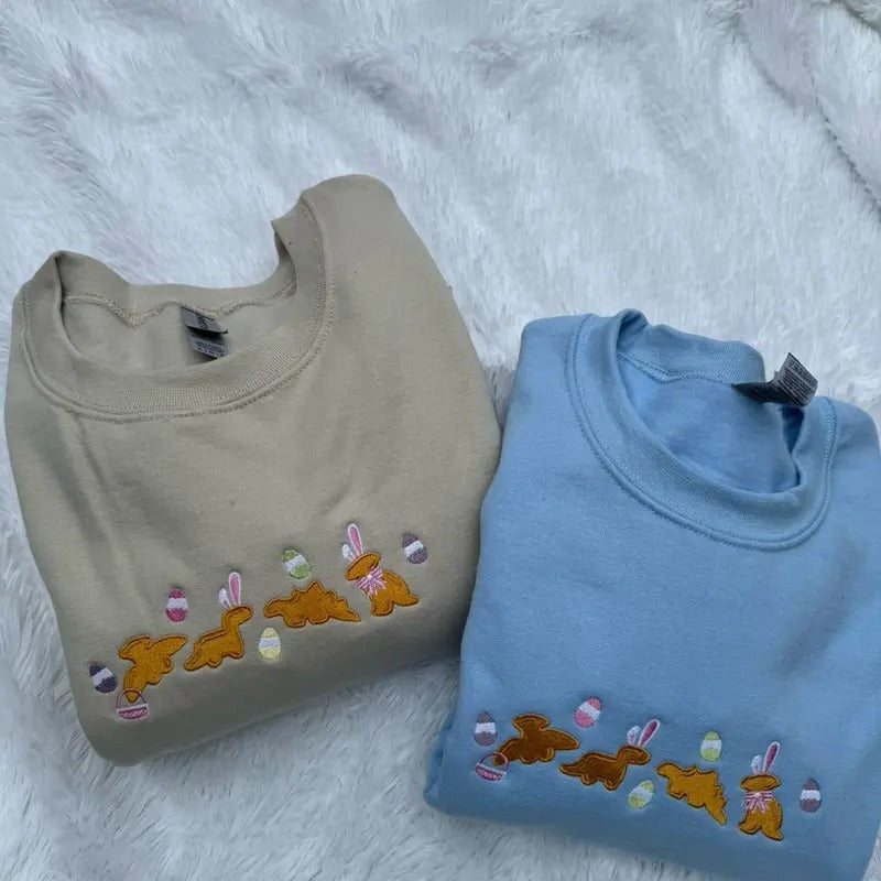 Embroidered Easter Dino Nuggets, Embroidered Dino Nuggets Sweatshirt T-Shirts, Hoodie | HypeCrazeTee.com