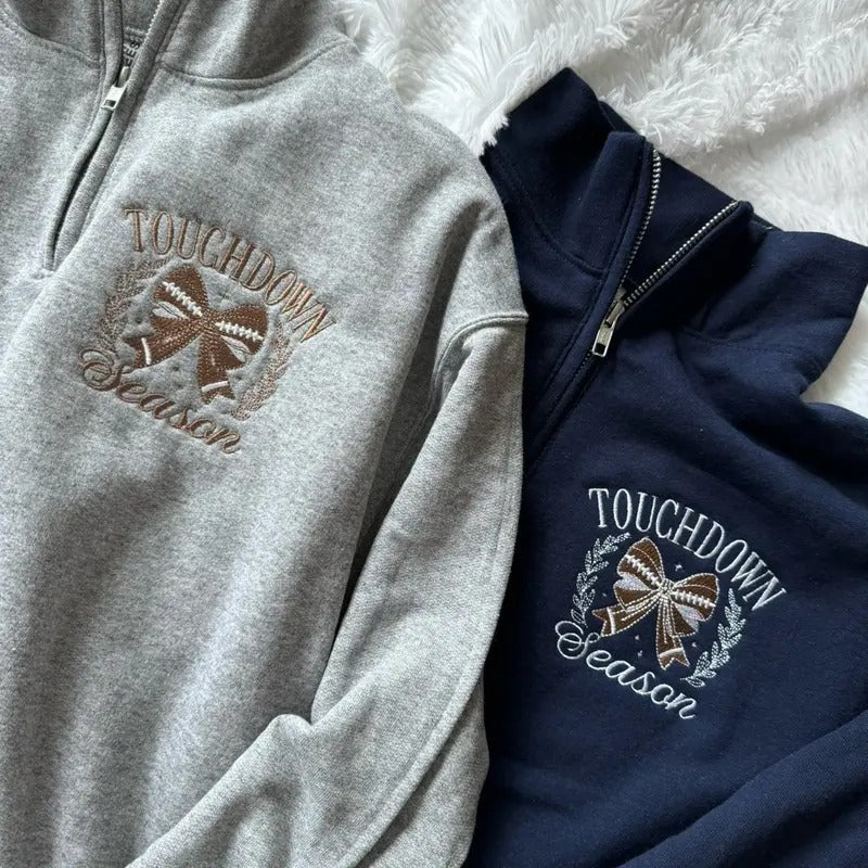 Embroidered Football Quarterzip, Football Sweatshirt T-Shirts, Hoodie | HypeCrazeTee.com