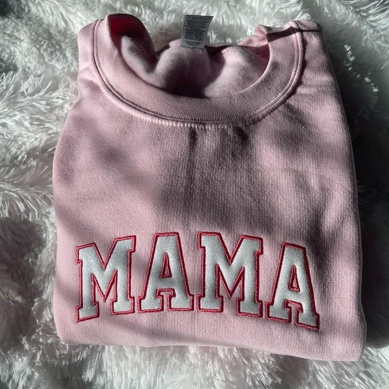 Embroidered Glitter MAMA Sweatshirt, Glitter MAMA T-Shirts, Hoodie | HypeCrazeTee.com