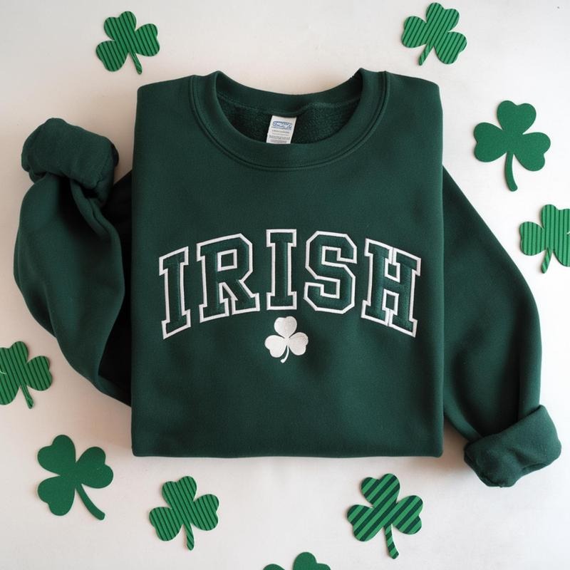 Embroidered Irish Sweatshirt, St Patricks Day Sweatshirt, Irish Crewneck, St Patricks Day Shirt, Saint Patricks Day,...