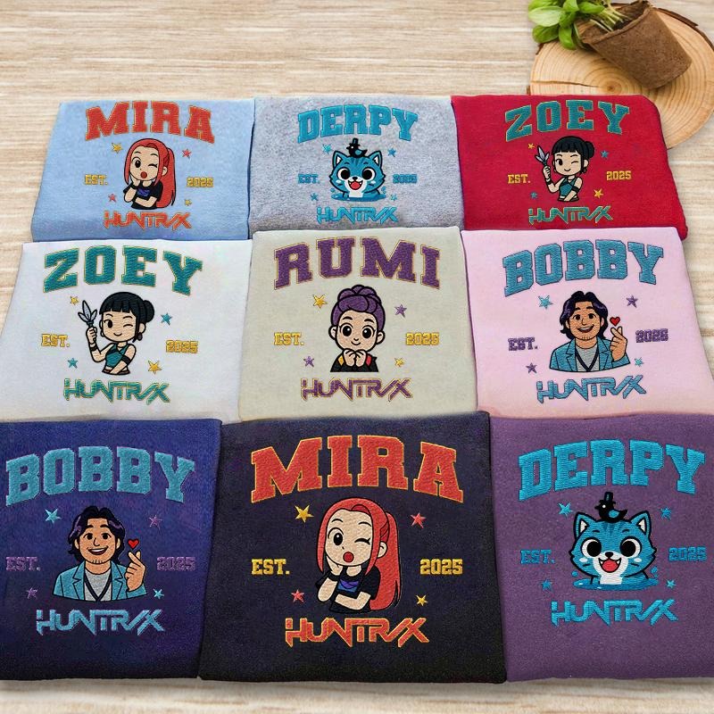Embroidered KPOP Band Huntrix Sweatshirt, Derpy Tiger Demon Hunters Tee, Huntrix Fan Shirt, Funny Band Girls, Gift For...