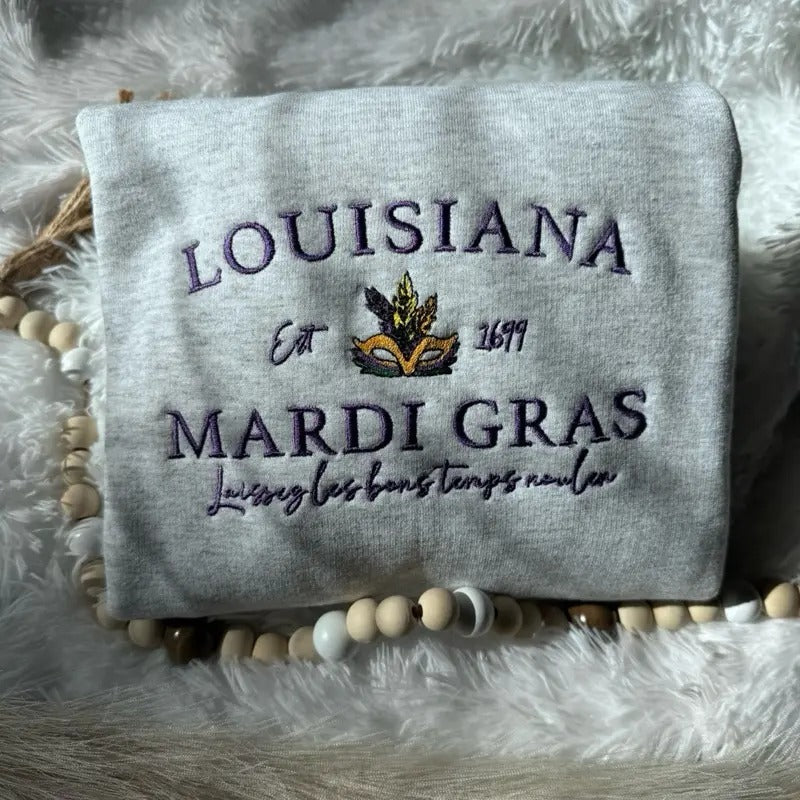 Embroidered Mardi Gras Sweatshirt, Mardi Gras  Pullover T-Shirts, Hoodie | HypeCrazeTee.com