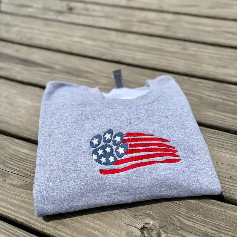 Embroidered Paw Flag Sweatshirt T-Shirts, Hoodie | HypeCrazeTee.com
