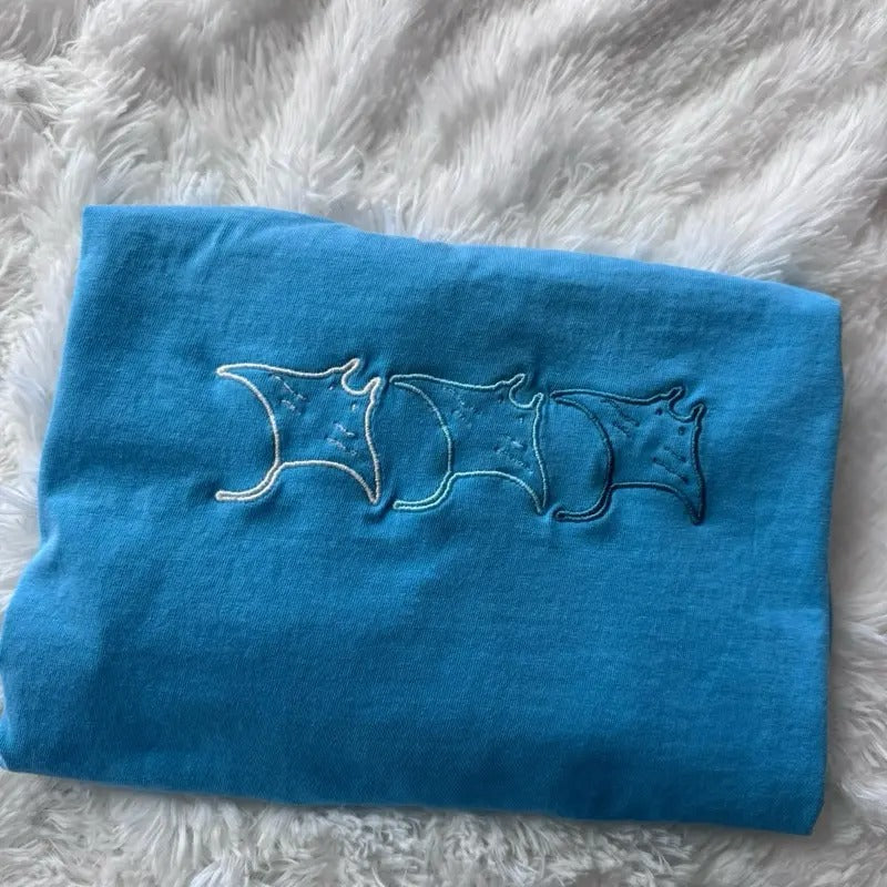 Embroidered Stingray Tshirt, Embroidered Shirt Hoodie, Sweatshirt | HypeCrazeTee.com
