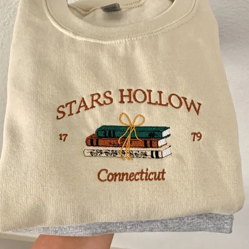 Embroidered Sweatshirt | Stars Hollow Inspired Pullover | Lorelai and Rory Fan Apparel | Cozy TV Show Lover Gift | Autumn...