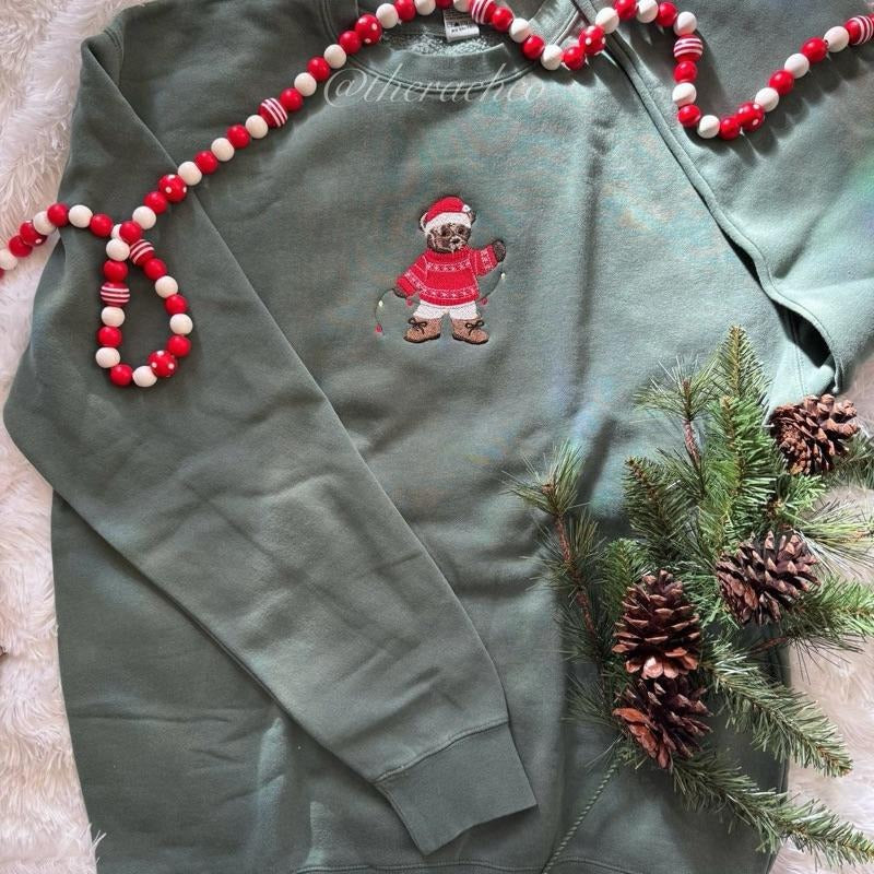 Embroidered Teddy Bear Sweatshirt, Christmas Sweatshirt, Cute Pol o Bear Sweatshirt T-Shirts, Hoodie | HypeCrazeTee.com