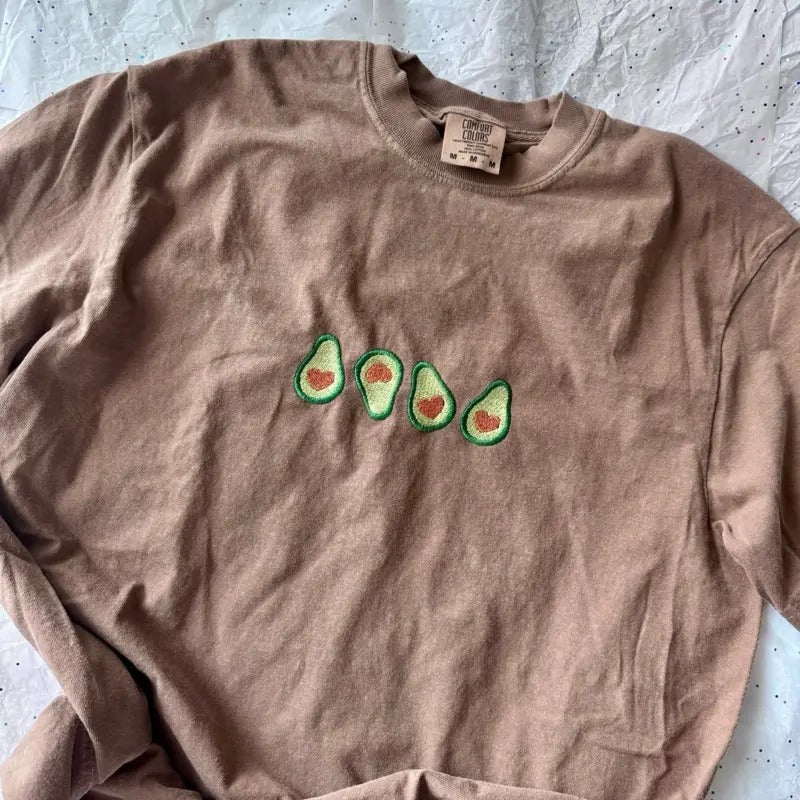 Embroidered Tshirt, Avocado Tshirt, Cute Embroidered Shirt Hoodie, Sweatshirt | HypeCrazeTee.com