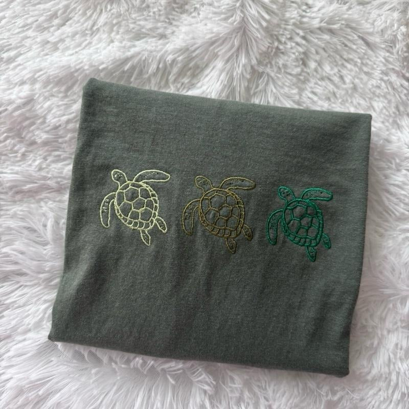 Embroidered Turtle Shirt, Summer Tshirt, Sea Turtles Tshirt Hoodie, Sweatshirt | HypeCrazeTee.com