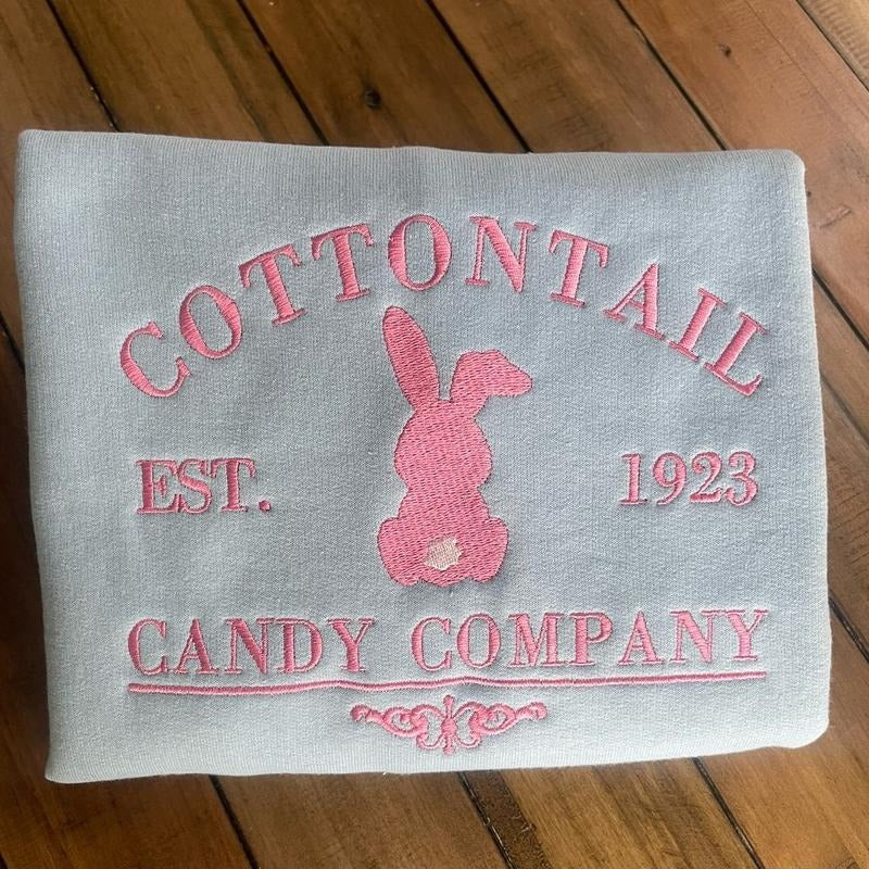 Embroidered cottontail Easter crewneck sweatshirt, spring sweatshirts, cute Easter tops, Easter bunny merch T-Shirts, Hoodie