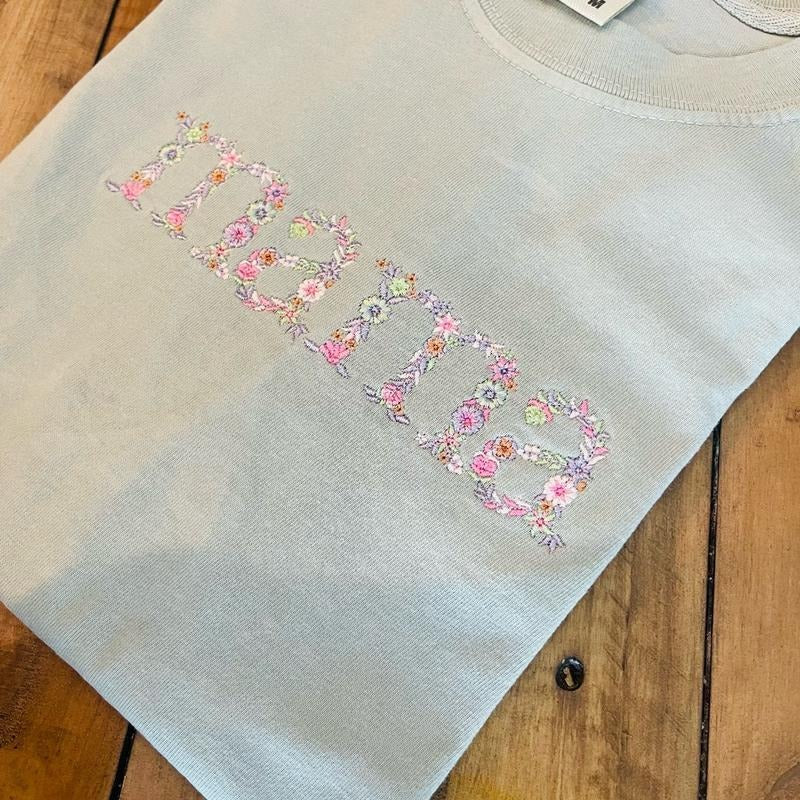Embroidered floral mama comfort colors T-shirt, Mother's Day gift, gift ideas for mom, tops, women's shirts Womenswear...