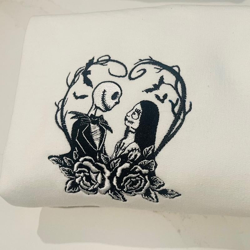 Embroidered jack n Sally sweatshirt T-Shirts, Hoodie | HypeCrazeTee.com