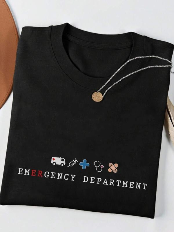 Emergency Room Theme Round Neck Loose Fit Shoulder Drop T-Shirt, Emergency Nurse & Technician Tee, Er Nurse Gift,...