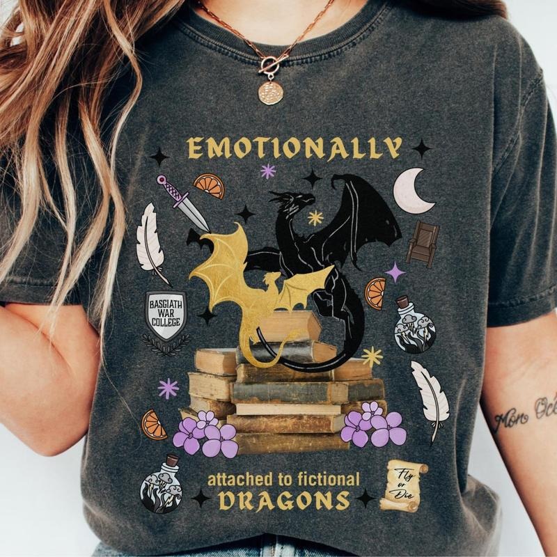 Emotionally Attached To Dragons Shirt, Fourth Wing Shirt, Basgiath War Tshirt, Violet Sorrengail, Bookish Tee, Xaden Riorson