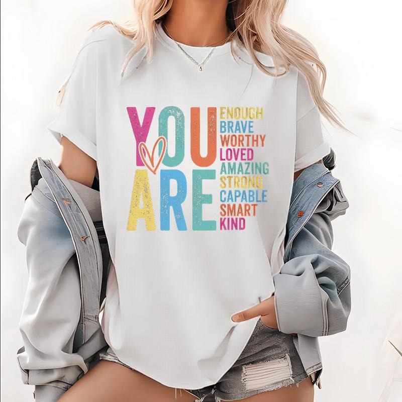 Empowering T - Shirt with Affirmations: "YOU ARE" and Positive Traits List Hoodie, Sweatshirt | HypeCrazeTee.com