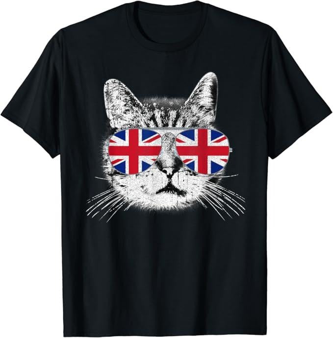 England Shirts, Cat Sunglasses Gift T-Shirt Cotton Fashion Casual Classic Hoodie, Sweatshirt | HypeCrazeTee.com