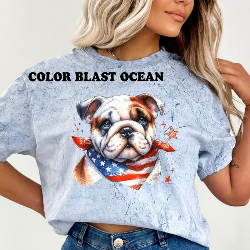 English Bulldog Patriotic Dog Shirt ~ Unisex Apparel Relaxed Fit Printed In The USA Clothing Womenswear Casual Comfort...
