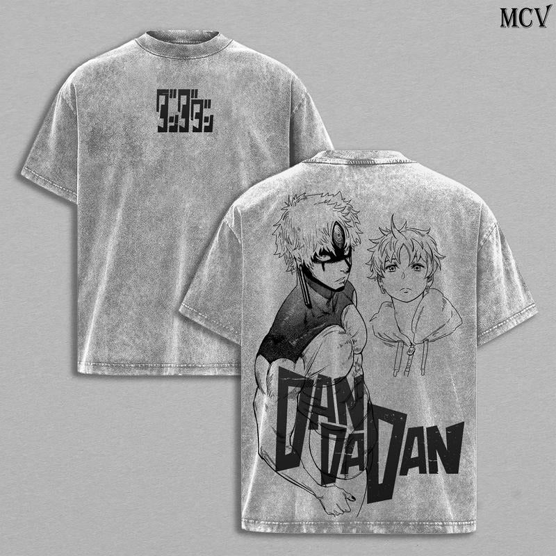Enjoji Jin Washed T-Shirt, Dandadan Vintage Oversized Tee, Heavy Cotton Unisex Anime Top, Retro Manga Graphic Streetwear...