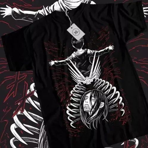 Eren Yeager Aot T-shirt,Anime,Attack On Titan,Graphic Tee,black Shirt All Size Hoodie, Sweatshirt | HypeCrazeTee.com