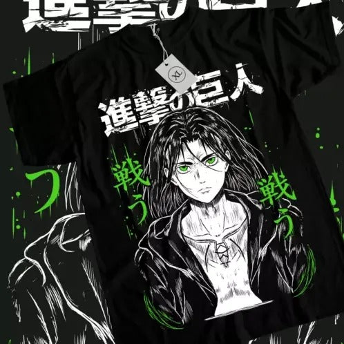 Eren Yeager T-shirt,Anime,Attack On Titan,Aot,Graphic Tee,black Shirt All Size Hoodie, Sweatshirt | HypeCrazeTee.com