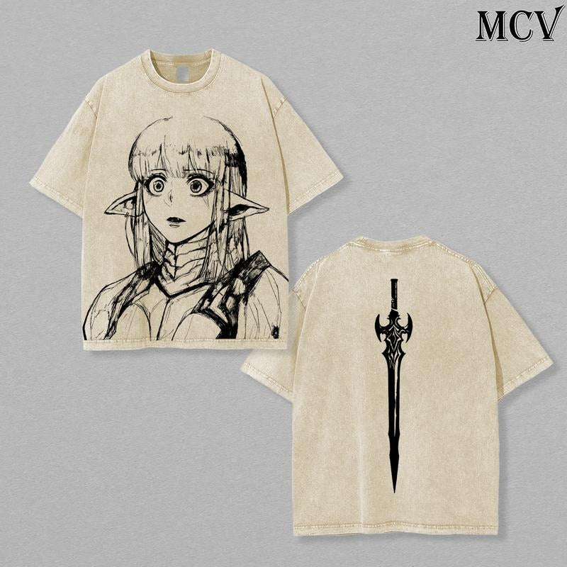 Esil Radiru T-Shirt - Esil Tee Monarchs Sung Jin-Woo Solo Leveling Shirt Anime Double Printed Oversize Lightweight Acid...