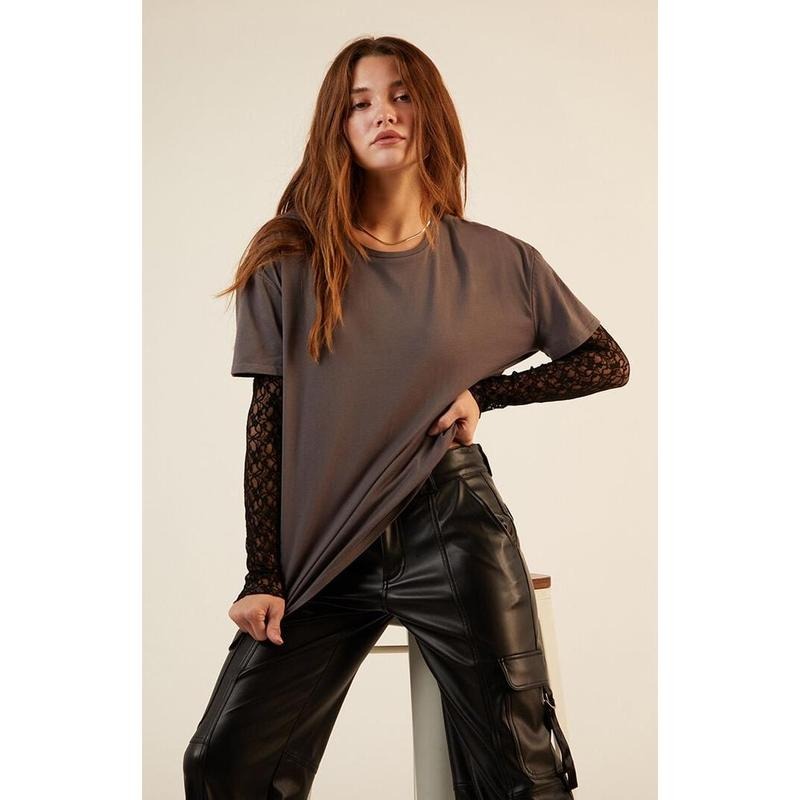 Est. PAC 1980 Women's Lace Layered Long Sleeve T-Shirt Hoodie, Sweatshirt | HypeCrazeTee.com