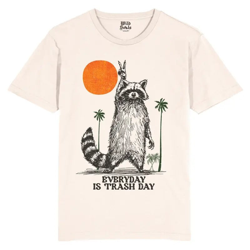 Every Day is Trash Day T-Shirt  Funny Graphic Tee  Raccoon  Unisex Casual Wear  Retro Style Shirt  Unique Gift Idea...