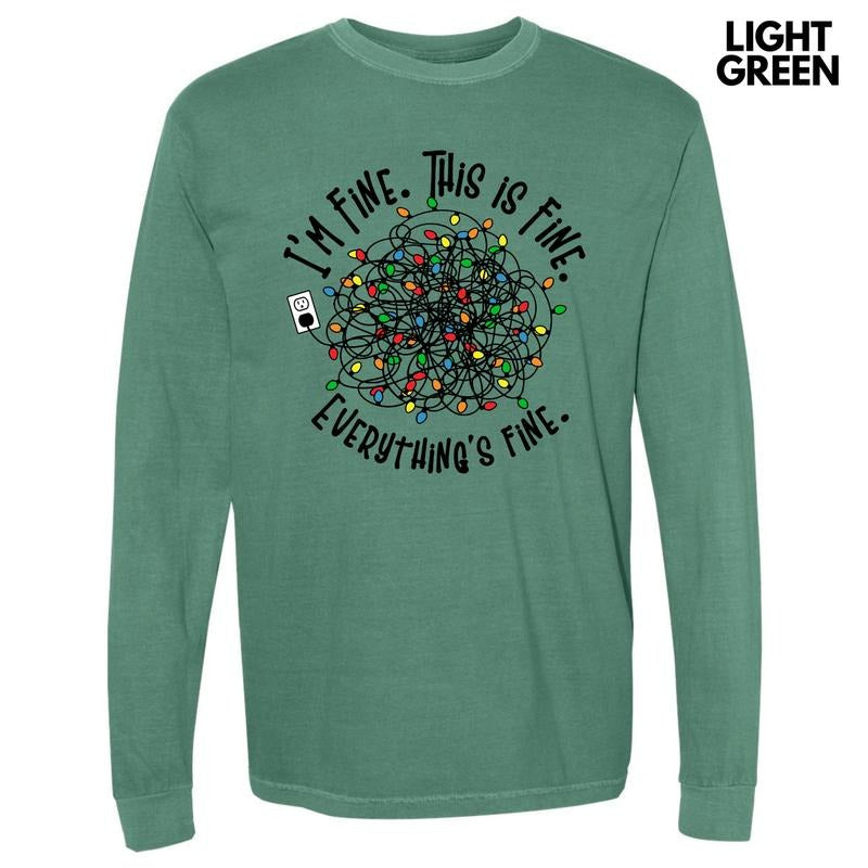 Everything's Fine Lights Long Sleeve Comfort Colors T-Shirt 'NLB' Hoodie, Sweatshirt | HypeCrazeTee.com