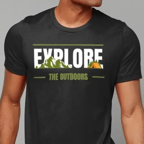 Explore The Outdoors T shirt Hiking CampingTshirt Adventure Shirt Nature Lover Birthday Gift for Men Made in USA Hoodie,...
