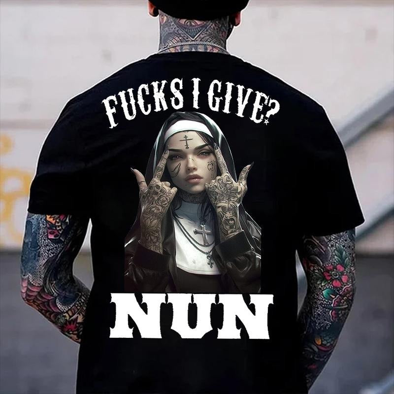 F@CKS I GIVE NUN Defiant Nun Print Men's T-Shirt Hoodie, Sweatshirt | HypeCrazeTee.com