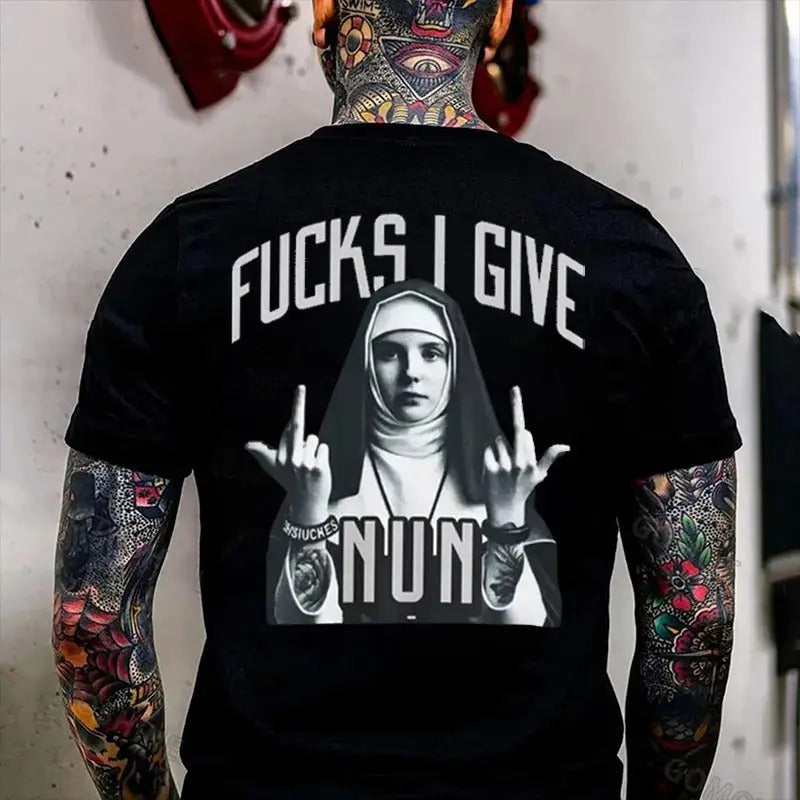 F@CKS I GIVE NUN Defiant Nun Print Men's T-Shirtstyle{n002}2 T-Shirts, Hoodie, Sweatshirt | HypeCrazeTee.com