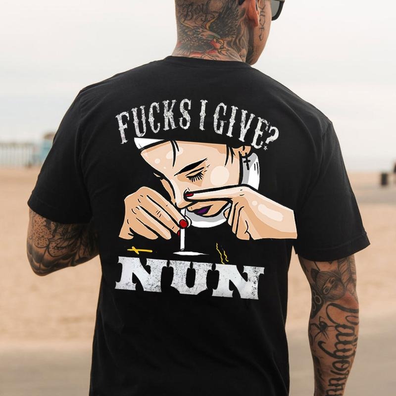 F@CKS I GIVE NUN Smoking Black Print T-Shirt Hoodie, Sweatshirt | HypeCrazeTee.com