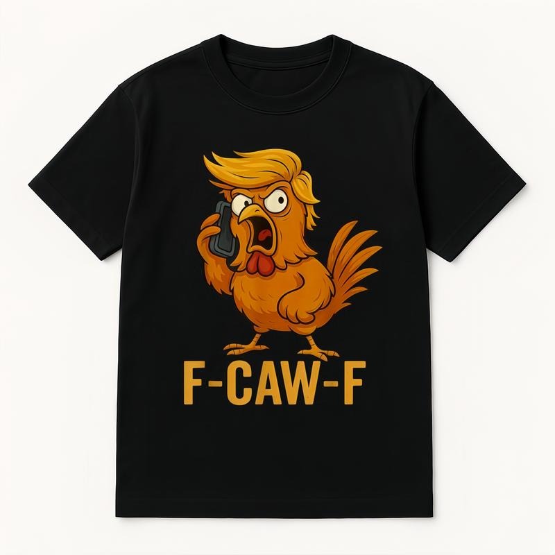 F-Caw-F Funny Chicken Humor Quote Rooster Meme Novelty T-Shirt Casual Round Neck Graphic Tees Streetwear Black Tops for...