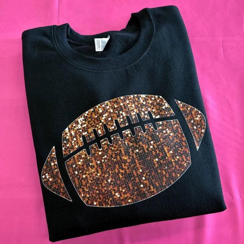 FAUX Glitter Football Gildan Sweatshirt T-Shirts, Hoodie | HypeCrazeTee.com