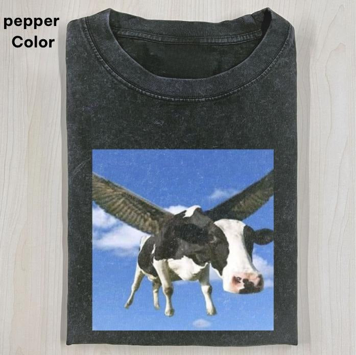 FLYING COW T-SHIRT, FUNNY CUTE, funny shirts for women, Womenswear Cotton Top Streetwear Tshirt Hoodie, Sweatshirt