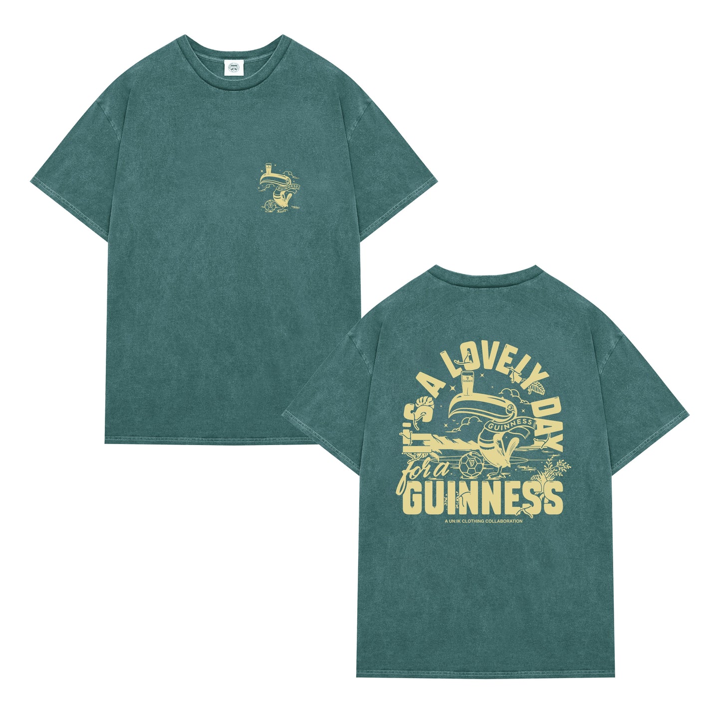 Guinness x UN:IK 'Football Toucan' Vintage Washed Tee - Green