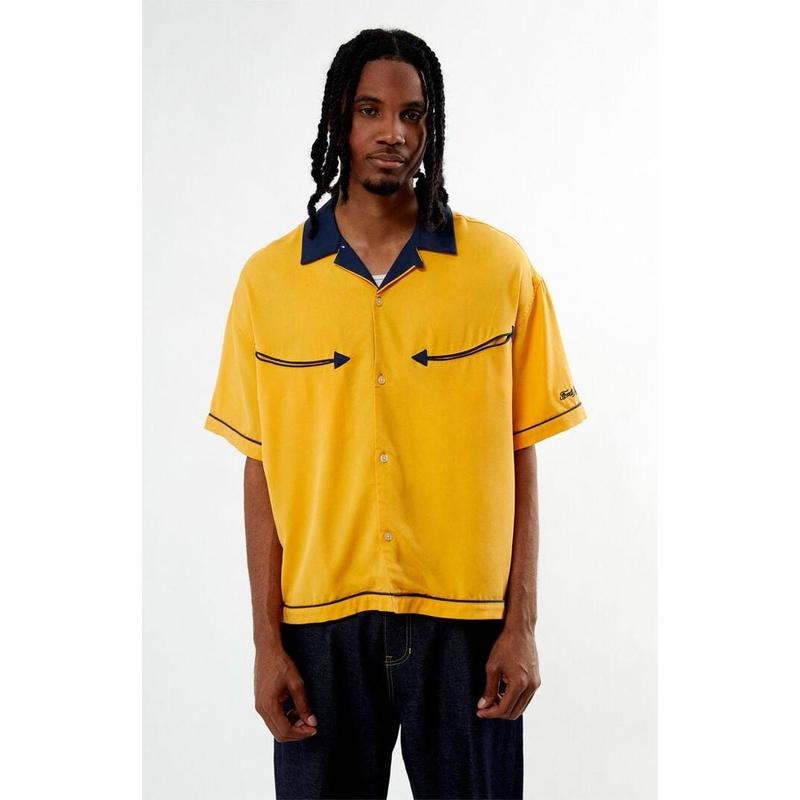 FORD Men's Sunset Yellow Woven Camp Shirt Hoodie, Sweatshirt | HypeCrazeTee.com