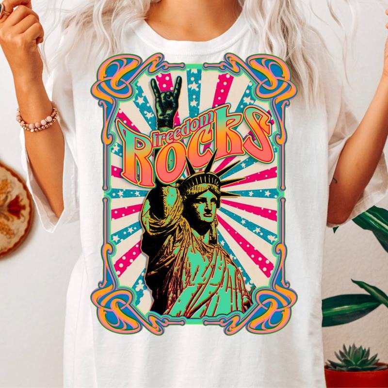 FREEDOM ROCKS SHIRT FUNNY JULY 4TH SHIRT FIREWORK SHIRT PARTY USA JULY 4TH PARTY SHIRT Comfort Cotton Fabric Top T-Shirts, Hoodie, Sweatshirt