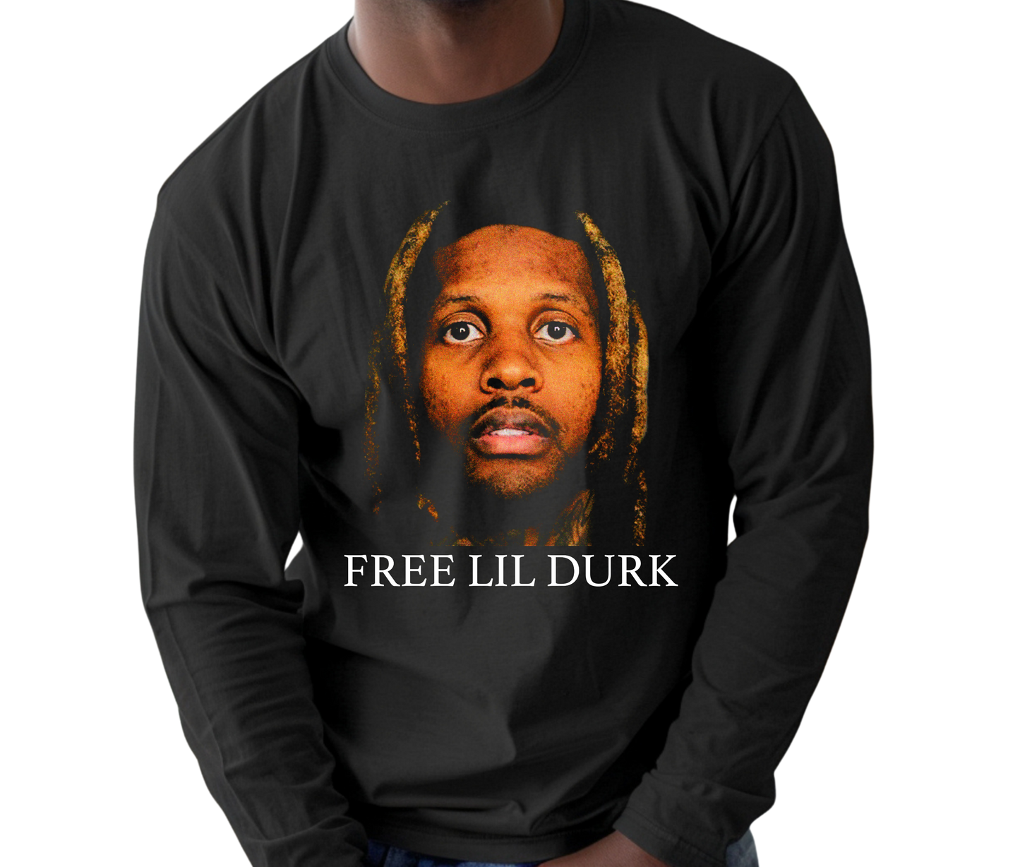 Free Lil Durk Mug Shot Long Sleeve T-Shirt – Rare Drill Hip Hop Streetwear Shirt, Vintage Rap Tee