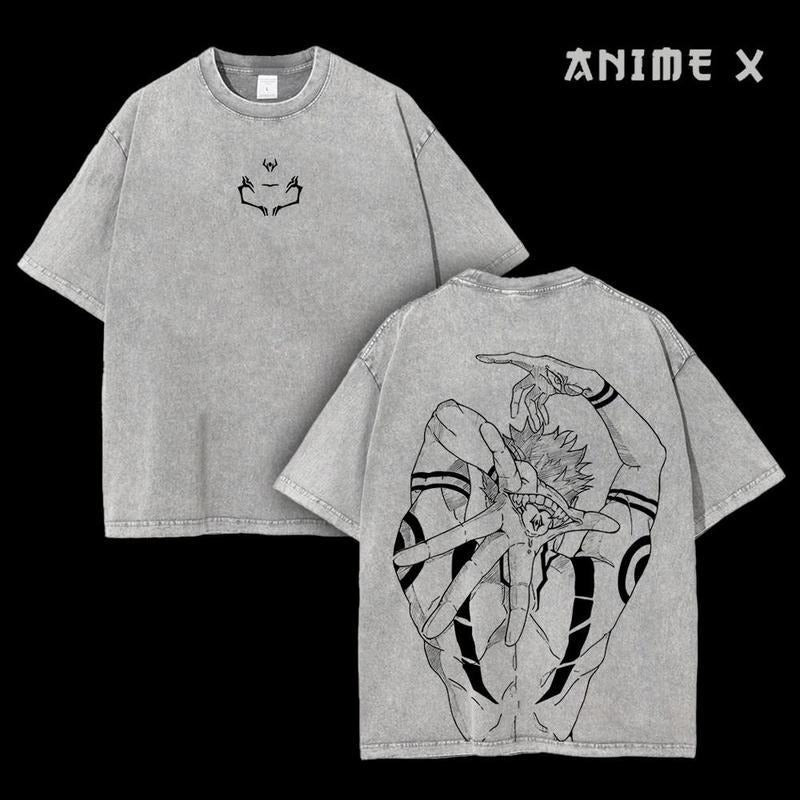 [FS] Retro Limited Vintage Ryomen Sukuna Signature - Jujutsu Kaisen Anime Double Printed  Washed Tee Unisex Oversize...